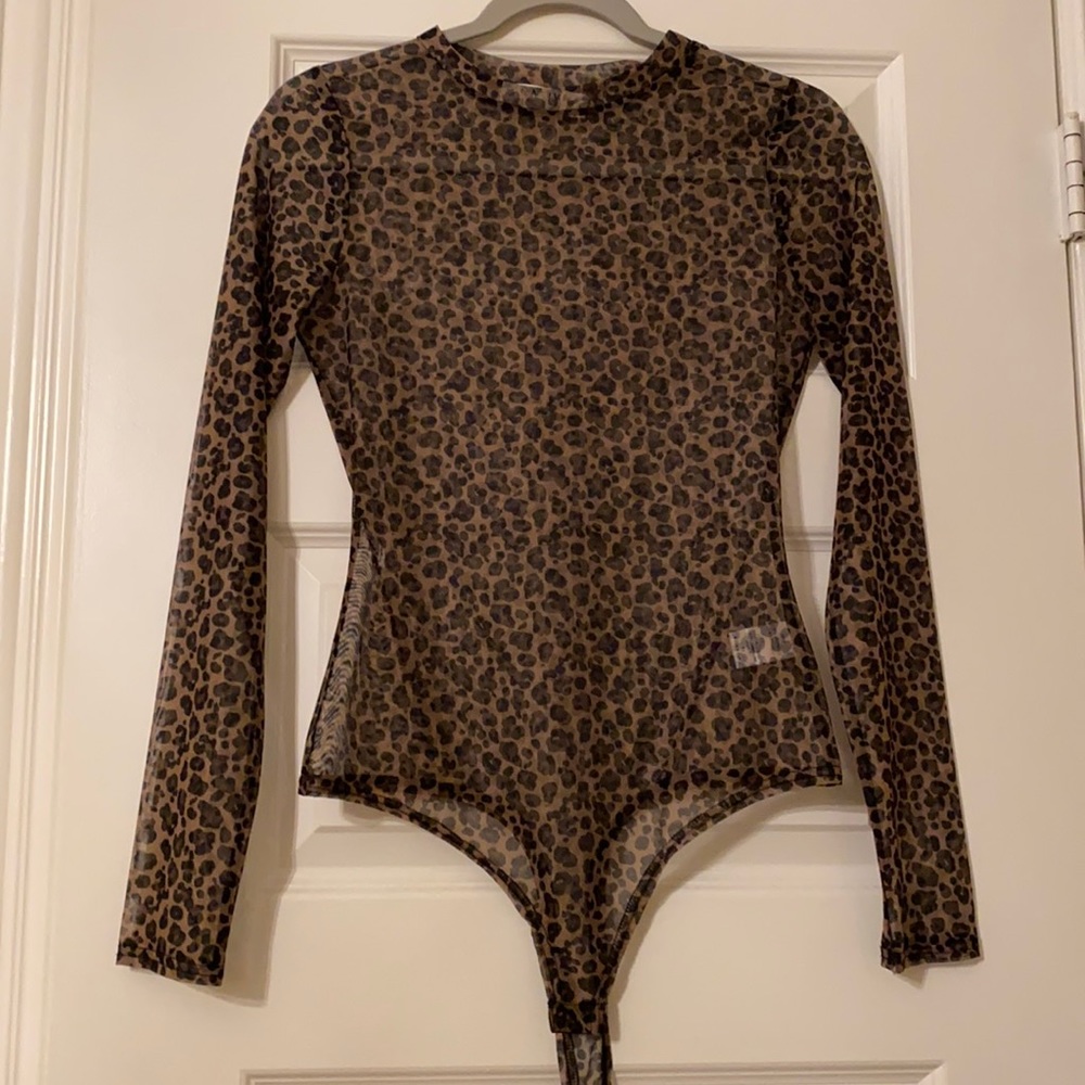 American Threads Mesh Leopard Bodysuit